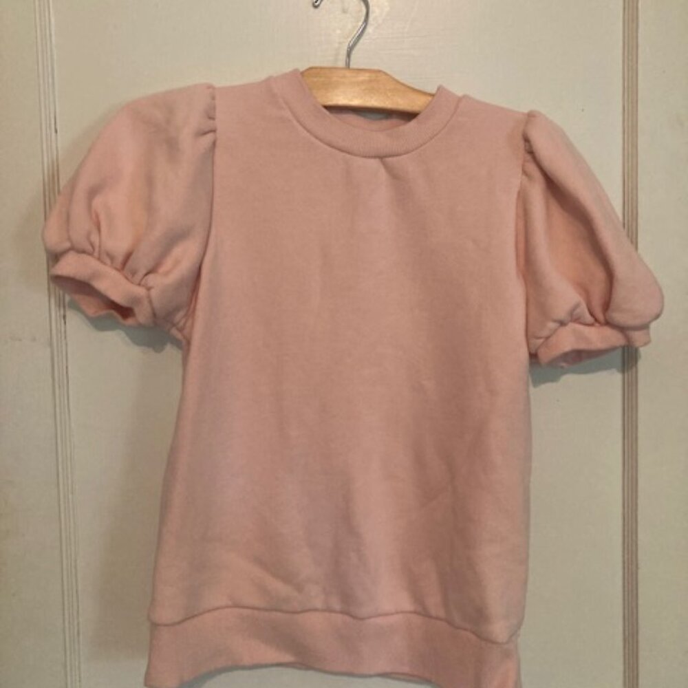 Pink Cotton Puffy Sleeve Shirt